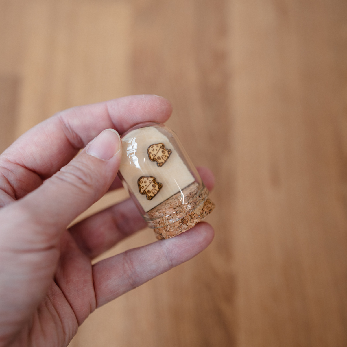 Autumn Wooden Stud Earrings in a Glass Keepsake Bottle - Image 6