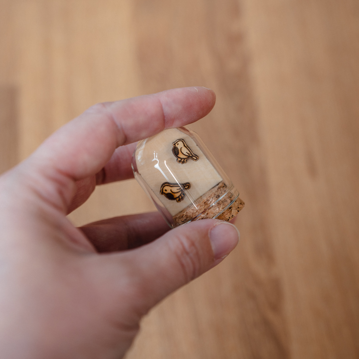 Autumn Wooden Stud Earrings in a Glass Keepsake Bottle - Image 3